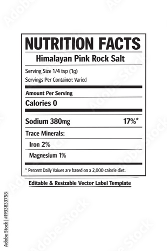 Nutrition facts label template design cutout isolated illustration on transparent background layout
