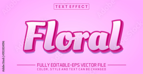 Floral Soft Pink and White Editable Text Effect EPS Vector