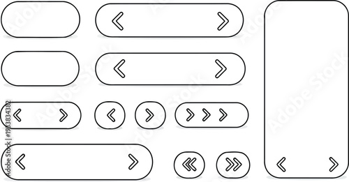 Minimal wireframe web navigation buttons and slider UI elements