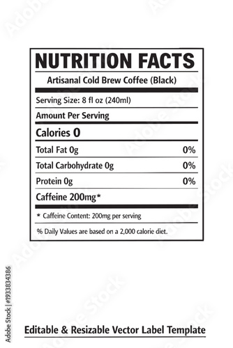 Nutrition facts label template design cutout isolated illustration on transparent background layout