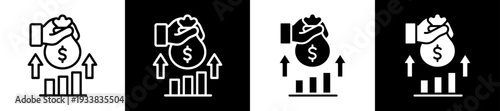 Capital Raise Icon Set In Black And White Filled Style Collection