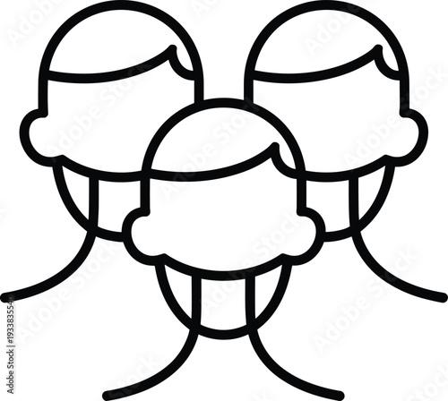 Teamwork group people line icon vector illustration, community collaboration outline isolated on white background business concept