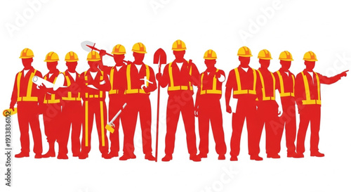 Construction Workers Team Safety Uniforms.