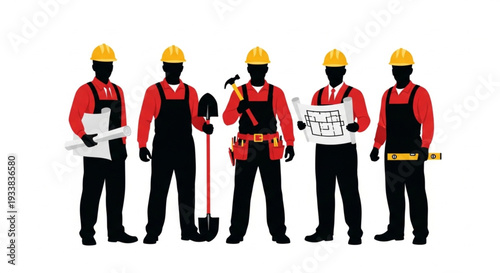 Construction Workers Team Uniform Safety Helmets.