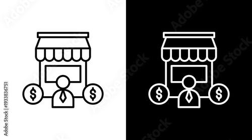 Small Business Owner Outline White Icon Set Design