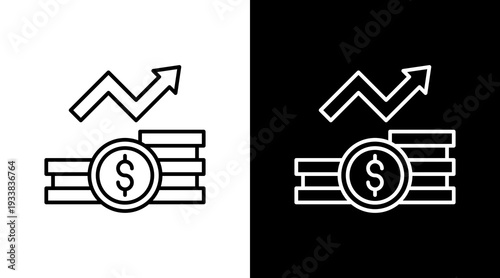 Business Growth Outline White Icon Set Design