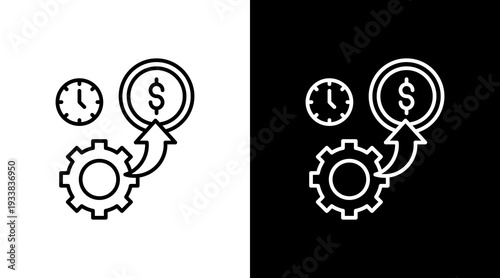 Business Productivity Outline White Icon Set Design
