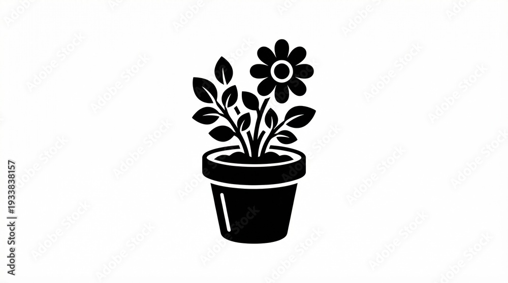 Fototapeta premium Potted Plant Silhouette