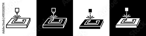 Laser machine black and white icon design concept
