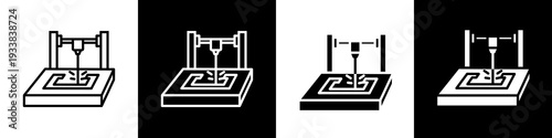 Laser machine black and white icon design concept