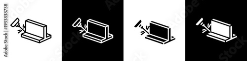 Laser machine black and white icon design concept