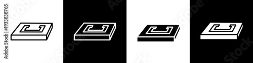 3d design black and white icon design concept