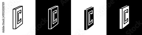 3d design black and white icon design concept