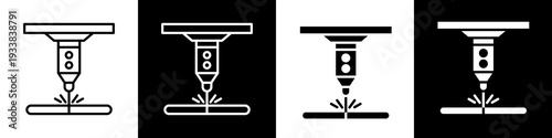Cutting laser black and white icon design concept