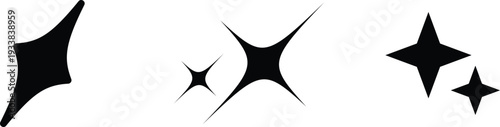 Various black clean sparkle and cross shapes arranged neatly on a plain white surface