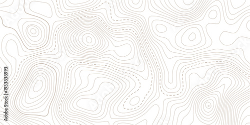 Geography landscape Topo contour map on white background, Black and white lines seamless Topographic map patterns, topography line map. Vintage outdoors style