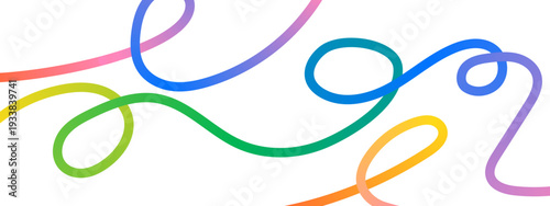 Rainbow loops and wavy line patterns. Abstract doodle shapes in playful style. Modern gradient wave colorful design. 