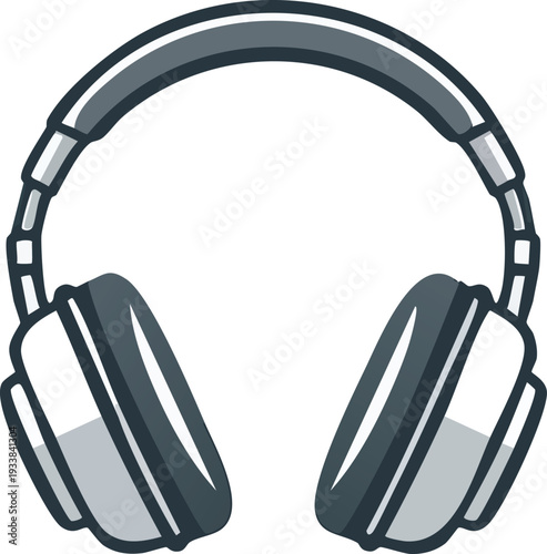  minimal line icon of headphones with headband, simple outline, black and white, icon style