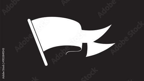 Minimal white flag icon on dark background representing surrender and iconography.