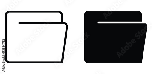 Black and White Folder Icons for Digital File Organization and Management
