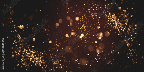 Golden abstract bokeh on black background. Holiday concept
