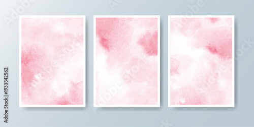 Set of cards with bright colorful vector watercolor background. Design for your date, postcard