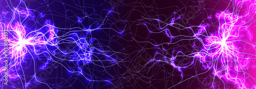 Neural Networking Science Technology Scientific Research. Biotech AI Big Data Learning. Hacker Attack Cyber Security Biohacking. Fertilisation BG. Cosmic Space Universe Big Bang. Vector Illustration