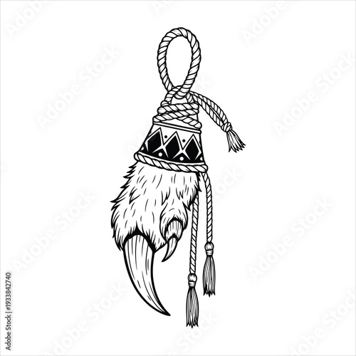 Tribal Animal Claw Amulet Vector Illustration