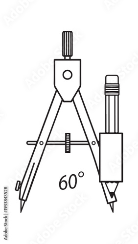 Precise drafting compass with pencil and angle indicator for geometry and technical drawing.