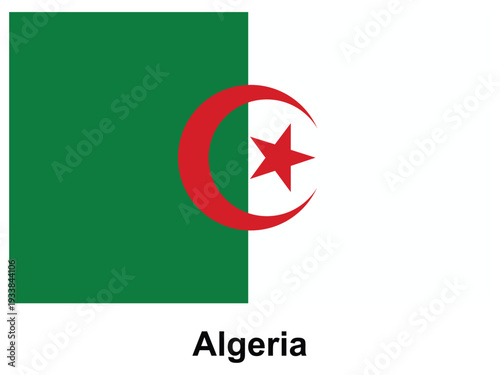National flag of Algeria featuring green and white colors with emblem