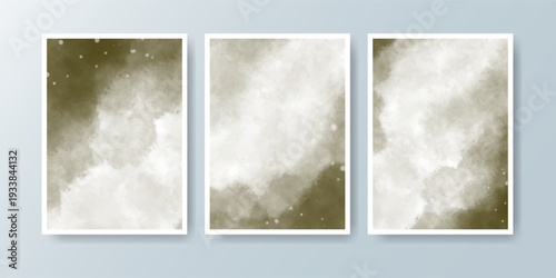 Set of cards with bright colorful vector watercolor background. Design for your date, postcard