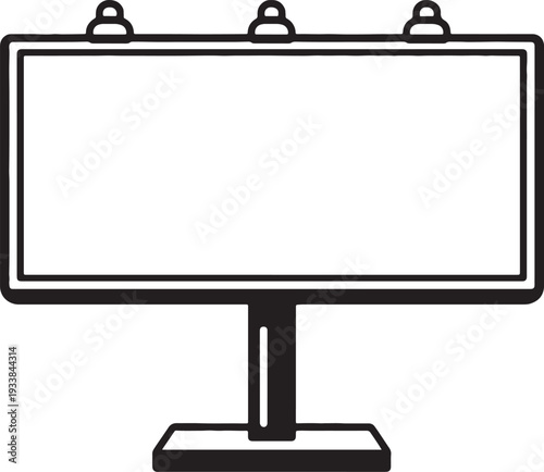 Black and white blank rectangular billboard with mounting hooks also transparent background sign