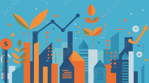 Image of investment growth, flat design vector illustration, scalable and clean