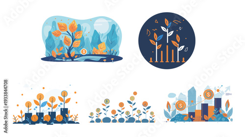 Image of investment growth, flat design vector illustration, scalable and clean