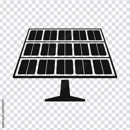 Black solar panel icon with modern design