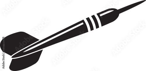 Black and white dart with striped detail flying through the air also transparent background motion