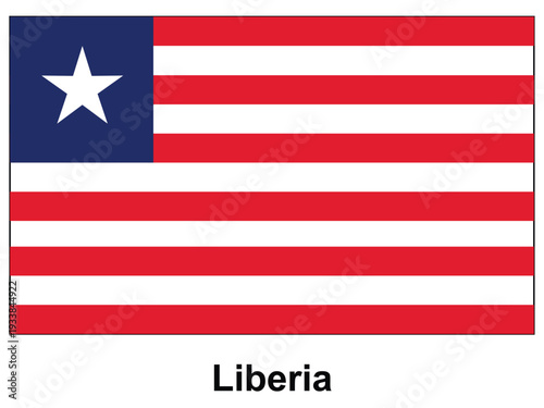 Liberia Flag with Red and White Stripes, Blue Square and White Star
