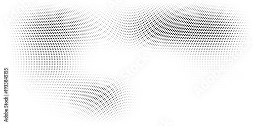 Bold monochrome halftone background of black circular dots forming a radial gradient, centered text FUTURISTIC HALFTONE, modern abstract design with high contrast for digital, data, soundwave visual