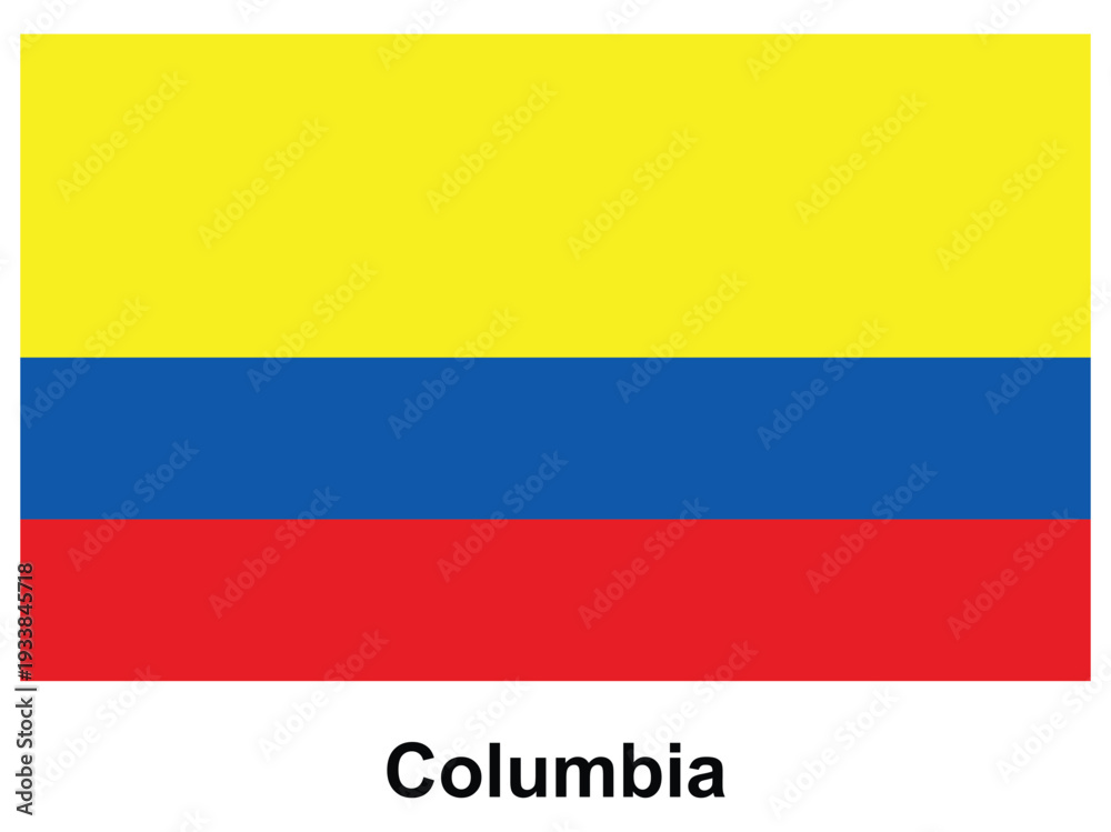 Fototapeta premium Colorful Flag of Colombia with Yellow, Blue, and Red Horizontal Stripes