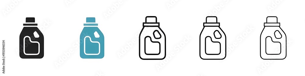 Obraz premium Laundry Detergent Bottle Icon Set. Liquid Cleaner Container in Solid and Outline Style. Thin line customizable illustration. Contour symbol. Vector isolated outline drawing. Editable stroke