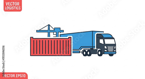 Container Truck Loading with Crane for Logistics and Shipping.