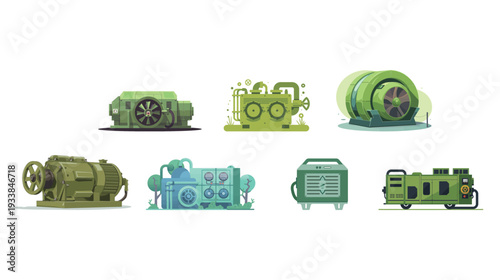 Green generator vector icon illustration, eco-friendly energy symbol with clean shapes