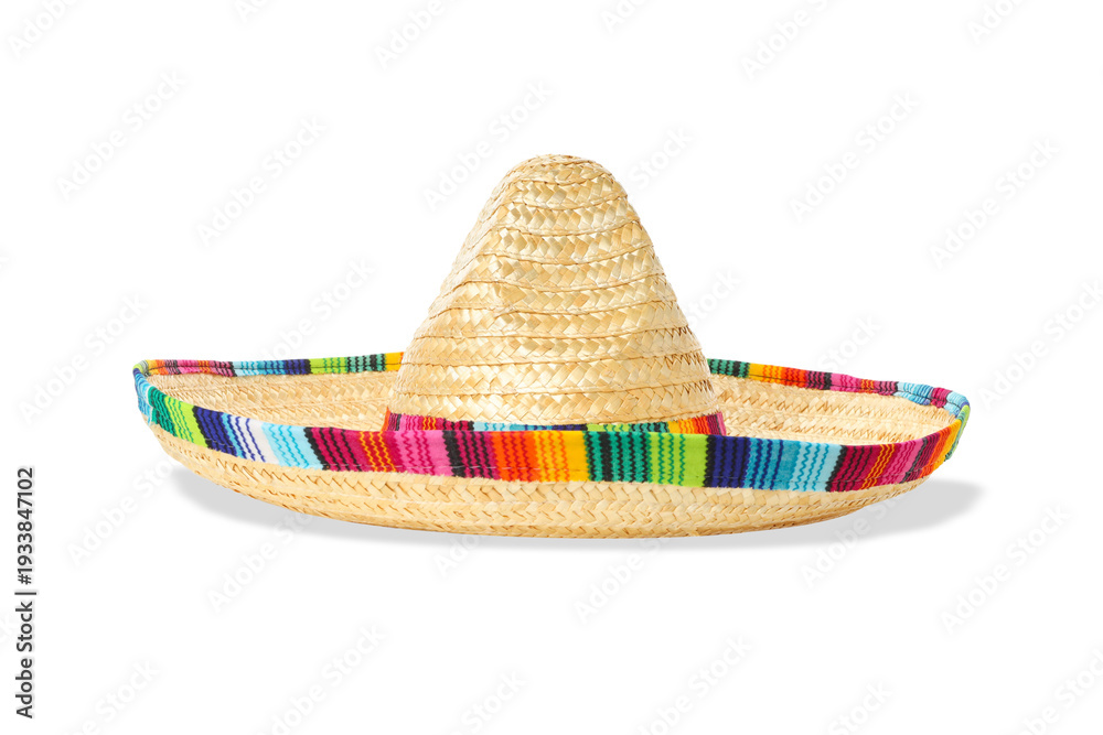 Obraz premium Brightly colored traditional sombrero for celebration, isolated, PNG