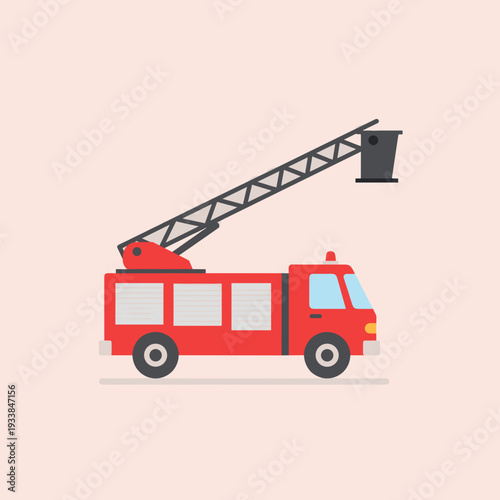 A red fire truck with an extended ladder reaching towards a clear sky, symbolizing safety