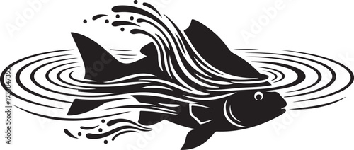 Silhouette of a woman isolated on transparent background as a fish