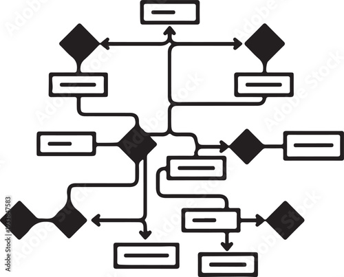 Flowchart diagram silhouette isolated on transparent background
