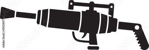 Silhouette of a futuristic ray gun isolated on transparent background