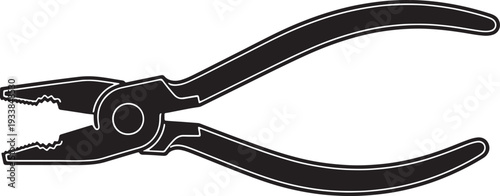 Black handles with silver jaws pliers with serrated jaws also transparent background hand tool