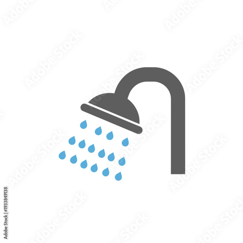 Modern showerhead with water cascading in a minimalist bathroom setting