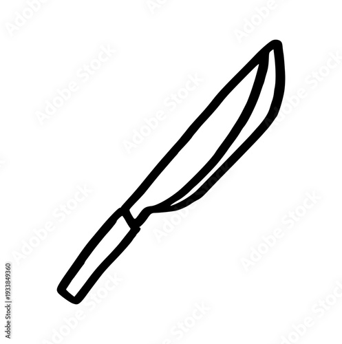 kitchen knife doodle, hand drawn ink chef blade, cooking utensil element perfect for recipe, butchery, or meal prep concept